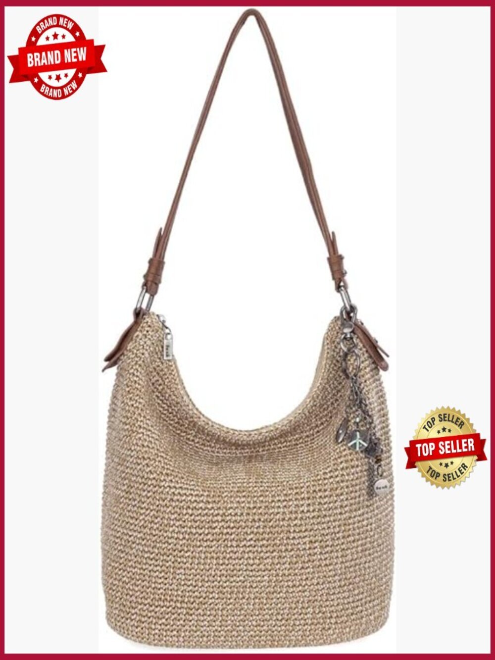 Hand Crochet Large Hobo Bag with Zipper Pocket - Spacious Women's Purse
